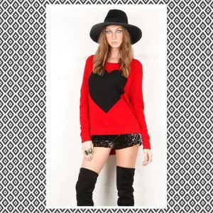 Torn by Ronny Kobo Red Jovia Heart Sweater XS